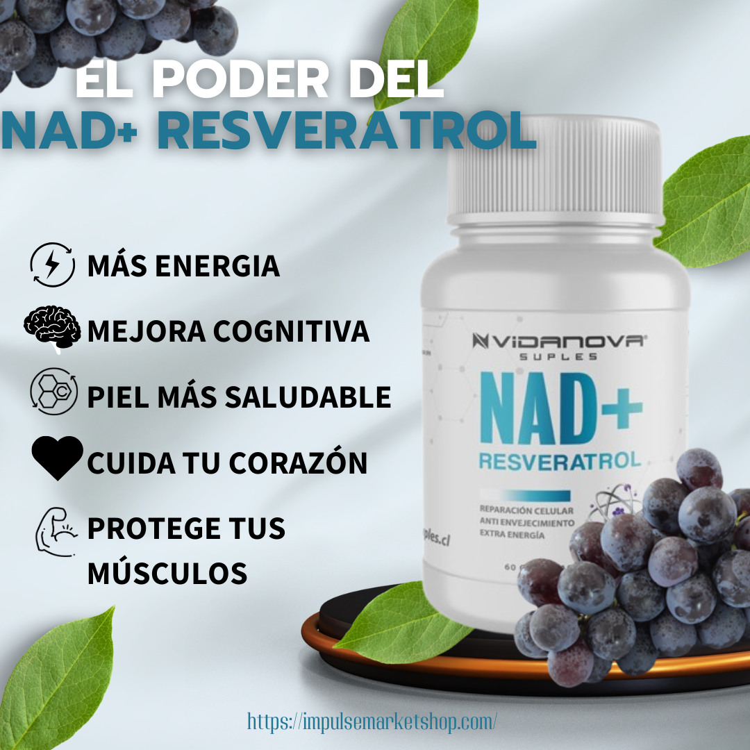 NAD+ RESVERATROL 500MG 60 CAPSULAS