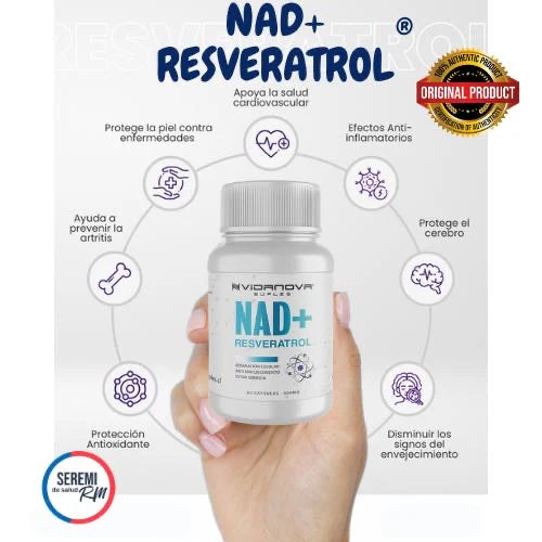 NAD+ RESVERATROL 500MG 60 CAPSULAS